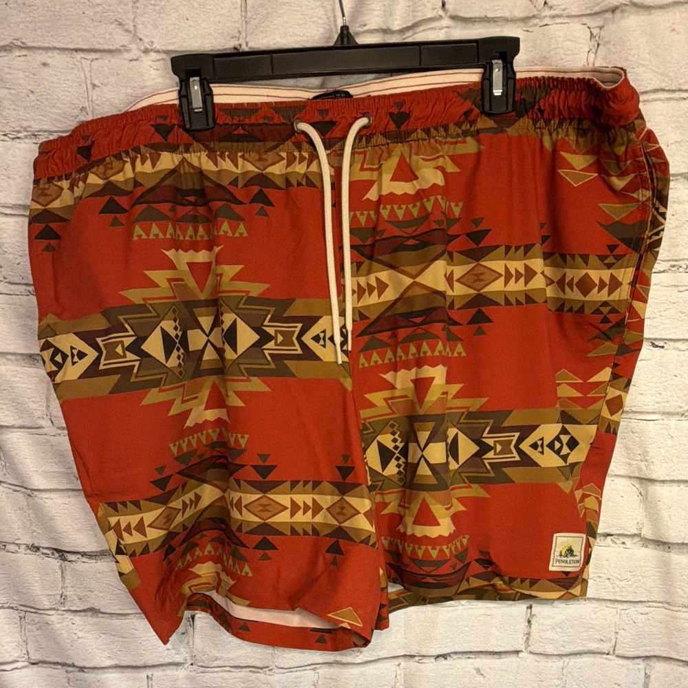Pendleton Mens Shoreside Swim Trunks Size XXL Aztec Print Lined